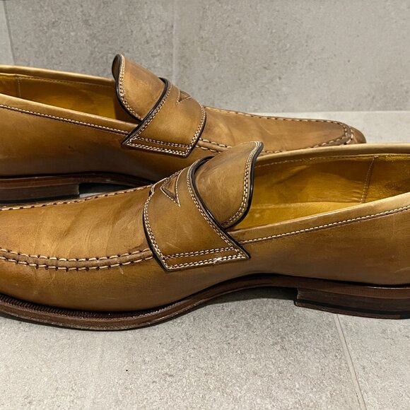 CANALI Light Brown Thick Stitch Penny Loafer Dress Shoes sz 42 US 9 - Picture 6 of 8